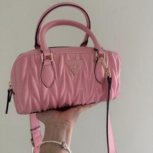Guess Pink Quilted Satchel Handbag